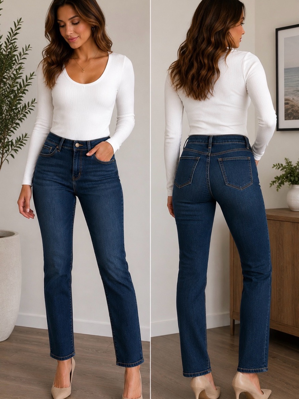 New York & Company Dark Blue Straight Leg Jeans